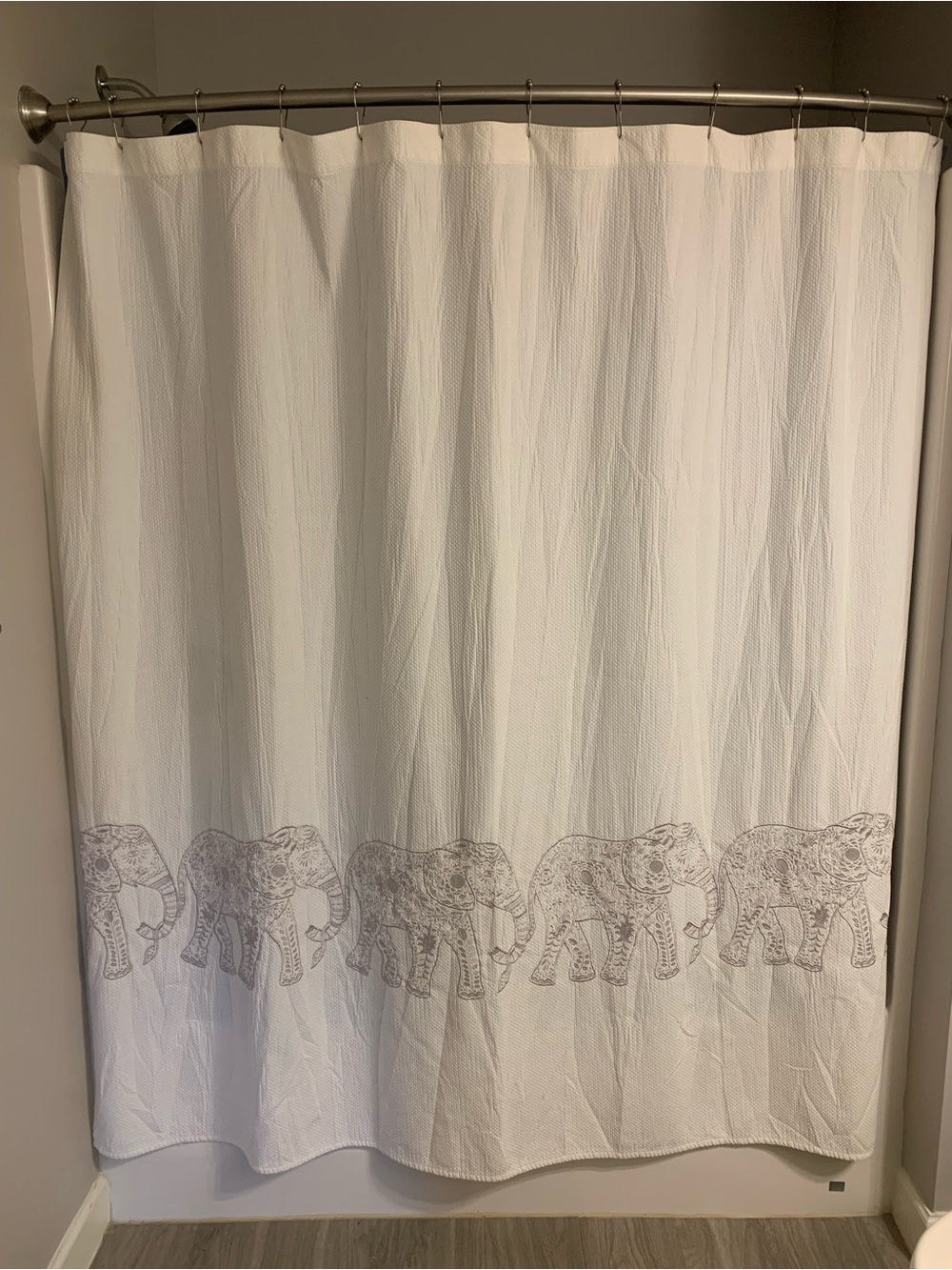 White Elephant Pattern Shower Curtain - Home Bath